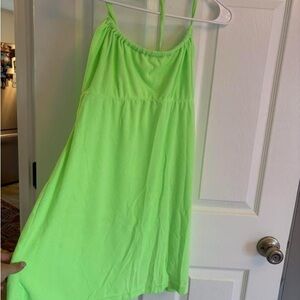 Neon Green Spaghetti Strap cover up